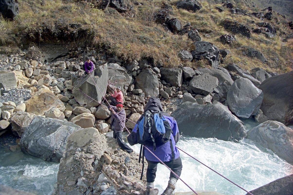 204 Jerome Ryan Crossing Miristi Khola On A Log